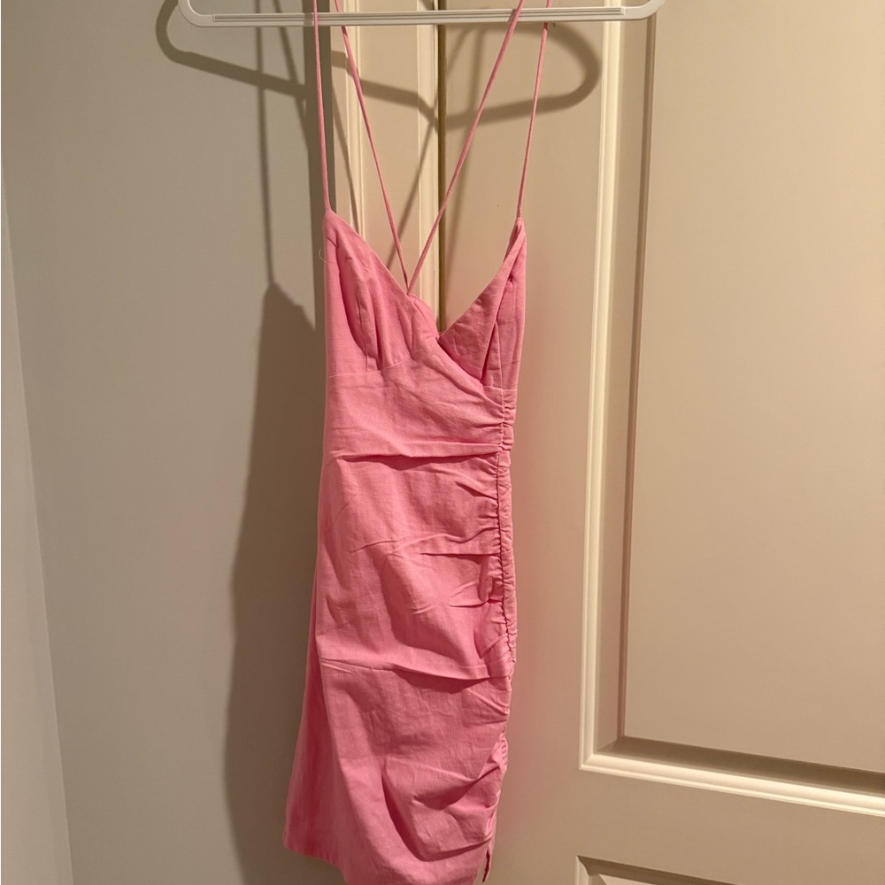 Pink Ruched Mini Dress - Picture 2 of 5
